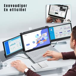 SAVI®Krachtige en Professionele Portable Monitor Pro 2024 - Full HD - 13” / 16,5” Tri-Screen - Laptop Scherm Uitbreider - Zwart - 35cm x 25cm x 9cm — thumbnail 4
