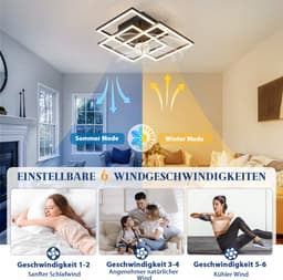 NETTLIFE LED Plafondventilator met Verlichting - Stil - Met Afstandsbediening - 3000K-6500K Dimbaar - 6 Standen - Modern - Zwart - Timer - Voor Woonkamer & Keuken — thumbnail 3