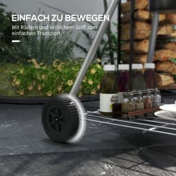 Premie Houtskool Barbecue - Kogelgrill - Houtskoolgrill - Grillrooster - Grilloppervlak Ø54 cm - met Warmhoudrek, Opbergplank, Aslade, Thermometer - BBQ voor Kamperen, Buiten, Tuin - 55 x 65 x 89 cm - Zwart — thumbnail 3