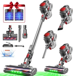 Hiaonyx Steelstofzuiger Draadloos,35000Pa, Tot 50 minuten werking, Met 2 accu’s, 1,6L stofcontainer, Geschikt voor huisdierenharen en tapijt,Rood — thumbnail 1