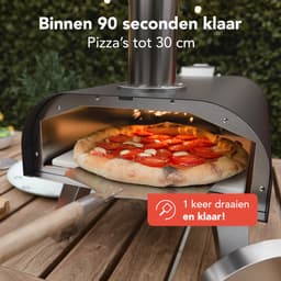 KitchenBrothers Pizza Oven - Houtgestookt - Tafelmodel - Met Beschermhoes - PFAS-vrij - Inklapbaar - Pizzasteen - tot 460°C Pizza maker - Complete Set - Pizzaoven voor Buiten - Zwart/RVS — thumbnail 4