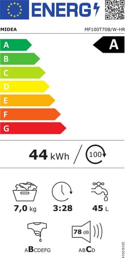Midea MF100T70B/W-HR - Wasmachine - Bovenlader - 7 kg capaciteit - Wit - 78 dB - A label - 1200 rpm - Engels display — thumbnail 2