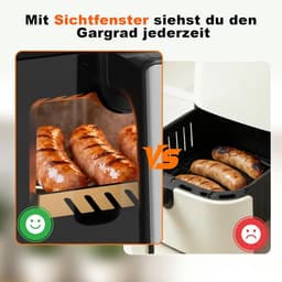 NETTLIFE Dubbele Kamer Heißluftfritteuse 10L (5+5L) – Dual Zone Airfryer met Venster – SYNC & DUAL Functie – 2200W Touchscreen – 24h Timer – Vaatwasserbestendig – Zwart — thumbnail 3