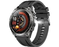 WizBay Premium Select® GPS Smartwatch 1.43” AMOLED 466x466 – Dual L1+L5 GPS – 2GB Geheugen – Offline Kaarten – 5ATM Waterdicht – LED Zaklamp – ChatGPT AI Assistant – Bluetooth Bellen – O2, Hartslag, Slaap - 178+ Sport Modi - Zwart