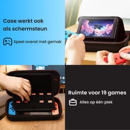 2BEFUN Case geschikt voor Nintendo Switch OLED - Incl. Screenprotector - Hoes - Beschermhoes - Opbergtas - Accessoires - Zwart — thumbnail 4