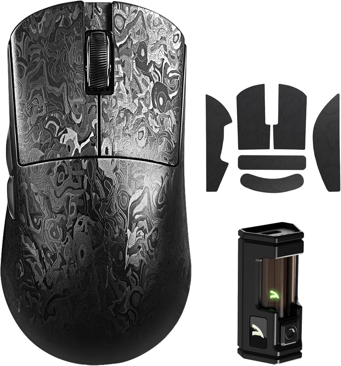 ATTACK SHARK R11 Ultra - Draadloze Gaming Muis - PAW3950 MAX - Koolstof Element - Ultralichte(49g) - Wired/2.4G/BT - 42000DPI - 8Khz - Inkt — afbeelding 1