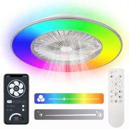 Plafondventilator Wit - Wifi - Met Speaker - Dimbaar Met Afstandsbediening - RGB 12 Kleuren - Woonkamerlamp - Kroonluchter — thumbnail 3