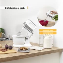 Core® Mixer met Mengkom - Keukenmachine - Mixer - 6 Liter Mengkom - Wit/Grijs - ‎31cm x 21cm x 36cm — thumbnail 4