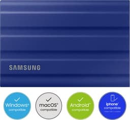 Samsung Portable T7 Shield - Externe SSD - USB C 3.2 - Inclusief USB C en USB A kabel - Geschikt voor iPhone USB C - 2 TB - Blauw — thumbnail 1