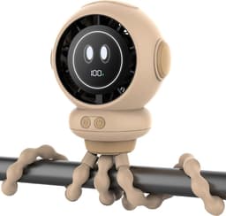 Ventilator - Ventilator Oplaadbaar - Kinderwagenventilator - Clipventilator Voor Baby'S Met 4 Snelheden - Led-Display En Nachtlampje - 360° Draaibare - Voor Autostoeltje, Wieg, Slaapkamer En Op Reis — thumbnail 1