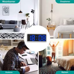 longziming -Digitale Wekker met Temperatuur – LED Display – Spraakbediening – Verstelbare Helderheid – Wit/Blauw — thumbnail 4