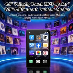 96GB MP3 Speler met Bluetooth en WiFi - Android 13 Muziekspeler met 4 Inch IPS Touchscreen - Spotify en Play Store Compatibel - 2000mAh Batterij - FM Radio - Inclusief Hoofdtelefoon - Uitbreidbaar Geheugen — thumbnail 4