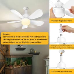 50 cm plafondventilator met verlichting en afstandsbediening - ideaal voor badkamer, keuken, slaapkamer en garage — thumbnail 2