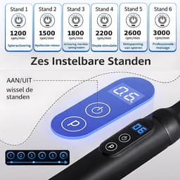 ProEase - Professionele Massage gun - massagepistool - Massage - U-vormig Massage gun met een lange greep - Bereik Rug, Nek, Schouders & Benen moeiteloos – Stil en Krachtig- verlengde handvat - 4 opzetstukken - 6 snelheidsstanden — thumbnail 4