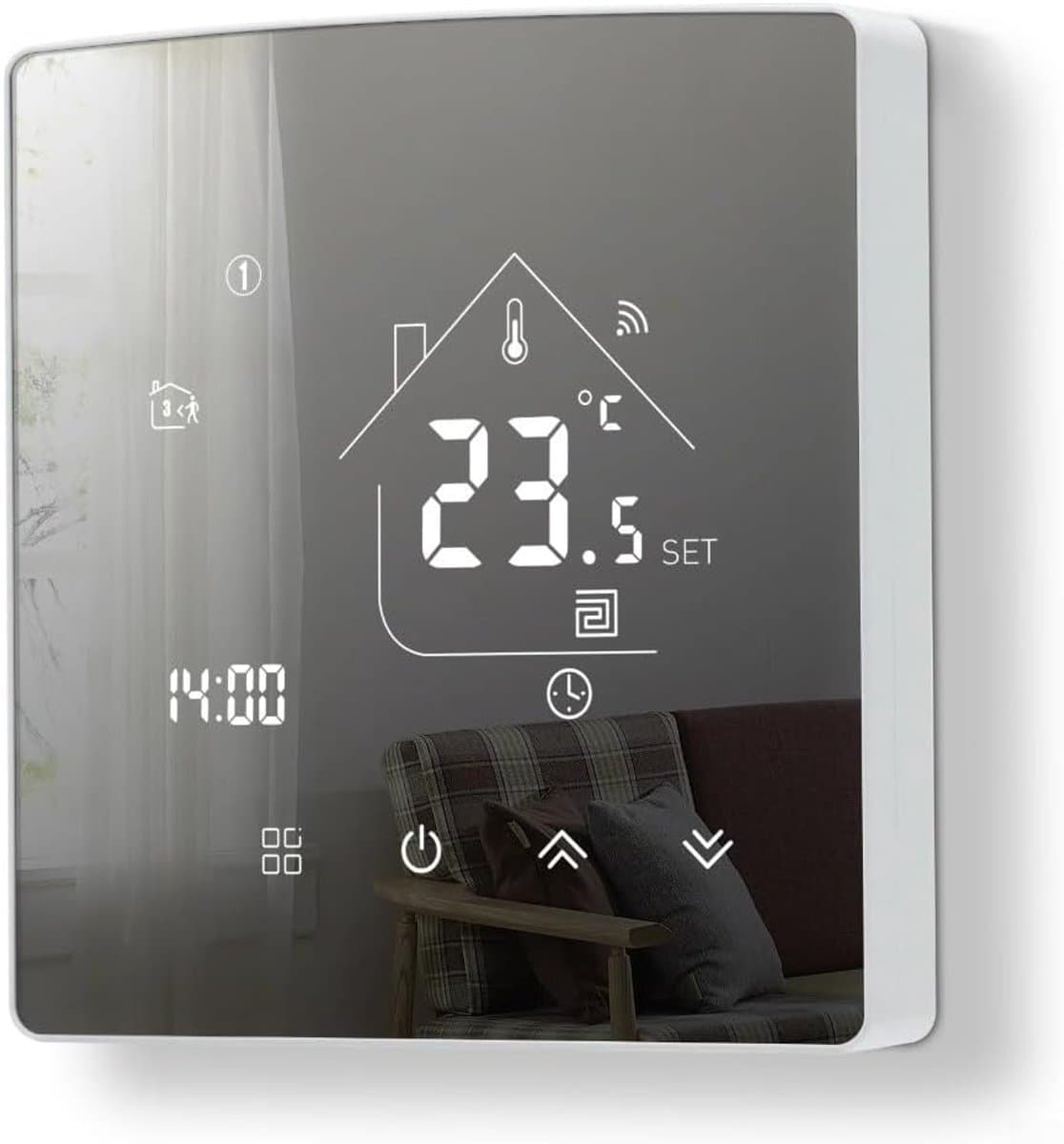 Slimme Thermostaat - Verwarmingsregelaar - Binnen Temperatuur - App & Spraak Bediening - 90x86x27MM - Wit — afbeelding 1