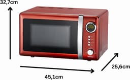 Magnetronoven – Retro Magnetron – Combimagnetron – Keukenmagnetron – Compacte Magnetron – 20 Liter Inhoud – 700 Watt Vermogen – Timer – 5 Standen – Rood Metallic – Metalen Behuizing — thumbnail 3
