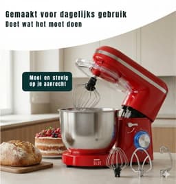 SAVI® Mixer met mengkom - Mixer - Mixer met mengkom keukenmachine - Rood - ‎39cm x 24cm x 31cm — thumbnail 5