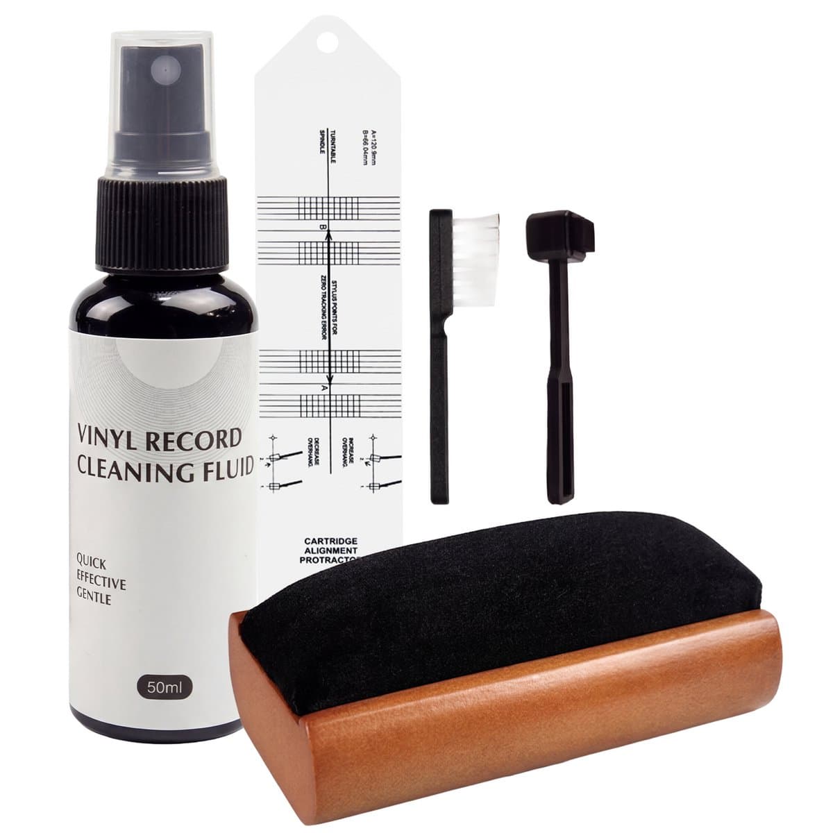 BLU LP Schoonmaakset met Protractor - 6-in-1 kit - Vinyl Cleaning Kit - Platenborstel - Platenreiniger - Antistatisch - LP Borstel - Platen Schoonmaakset - Vinyl Borstel - Vinyl Reiniger - LP Reiniger — afbeelding 1