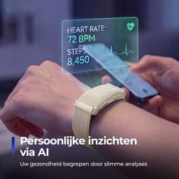Shrivasta Activity Tracker Plus | armband met AI-Gezondheidsanalyse & Lichaamstemperatuur meting | Dames & Heren | Zilver | Hartslag | SpO₂ | Slaapmonitor | Stress | Menstruatiecyclus | Inclusief 2 Armbanden (siliconen & Nylon) – Waterdicht — thumbnail 3