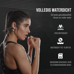 Tech Essentials Marine X9 - Sport oordopjes - Bone Conduction Headphone - Open Ear Oortjes - Draadloze Bluetooth Koptelefoon - Zwemmen - Hardlopen - 32GB Geheugen - IPX8 Waterdicht - Zwart — thumbnail 3