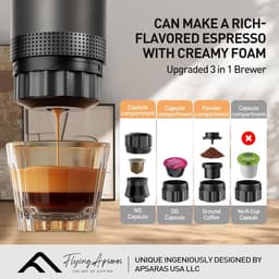 Draagbare Koffiemaker - Mini Espresso Machine - Reizen en Onderweg - 3-in-1 Systeem - 0.6 kg - Grijs — thumbnail 4