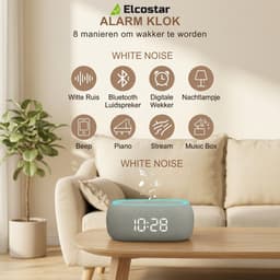 Elcostar Digitale Wekker 2.0 - Nachtlamp licht & Bluetooth Speaker - White Noise Machine met Geluiden - 21 rustgevende klanken - Voor Slaapkamer, Baby, Kinderen & Volwassenen — thumbnail 3