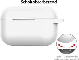 Hoesje Geschikt voor Apple AirPods Pro 2 - Siliconen Hoes met Clip - Silicone Case Cover - Wit — thumbnail 3