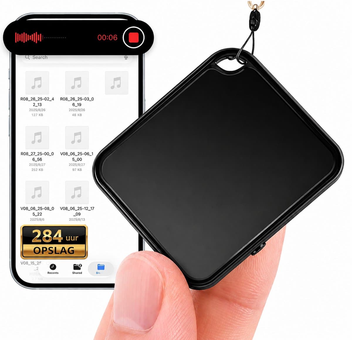 Mondura VoxPro – Afluisterapparatuur - Voice Recorder – Verstaanbaar op afstand- 8gb - 284 uur opslag — afbeelding 1