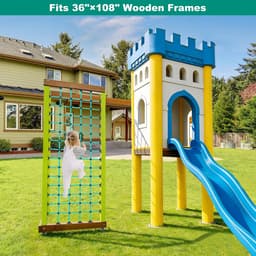 Klimnet voor kinderen met installatiebasis voor houten frames van 91,4 cm × 274,3 cm, 453,6 kg capaciteit vrachtklimnetladder voor speelplaatsen, boomhutten, schommelsets en — thumbnail 5