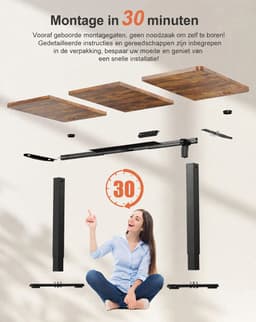 Devoko Elektrisch Verstelbaar Zit-Sta Bureau 120x60 cm Breed – Hoogte 73–118 cm – 2 Geheugenstanden, Zit-Herinnering, LED-Display en USB – Draagvermogen 70 kg – Vintagebruin — thumbnail 5