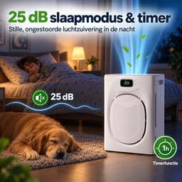 MUPOO Luchtreiniger met H13 HEPAfilter Tegen Stof, Pollen- CADR 295 m³/u -Koolstoffilter- Automatische Stand + Slaapstand 25 dB - PM2.5 Luchtkwaliteitsindicator -Air Purifier voor Woonkamer en Slaapkamer — thumbnail 5