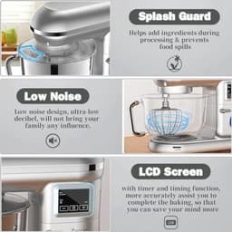 Keukenmachine 1500 W - Multifunctionele Keukenrobot met 5,5 l en LCD-display - Kneedmachine met 6 snelheden — thumbnail 2