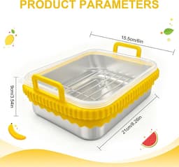 Airfryer voor COSORI heteluchtfriteuse 2 kamers/Ninja heteluchtfriteuse AF400EU/DZ400EU/AF451EU hittebestendig van roestvrij staal 304, krasbestendig, vaatwasmachinebestendig (geel, met — thumbnail 2