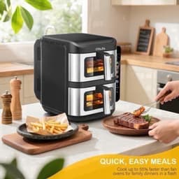 Heteluchtfriteuse – Airfryer – Friteuse – Luchtfriteuse – Digitale Oven – 11 Liter Capaciteit – Dubbele Mand met Cook & Sync Systeem — thumbnail 4