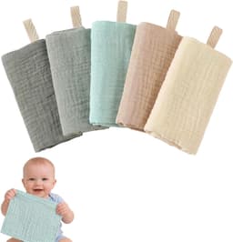 5-delige set baby washandjes, 100% katoen, 22x23 cm, zacht en absorberend, voor gezicht en bad. — thumbnail 1