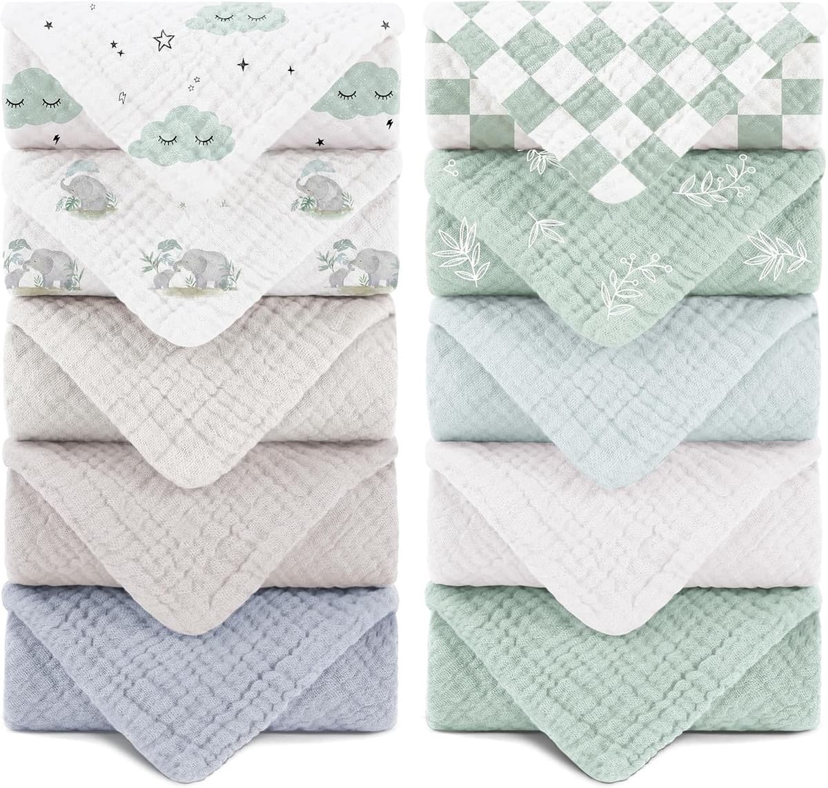 Muslin Spuugdoeken, 25x25 cm, 10 stuks — afbeelding 1