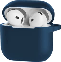 Hoesje Geschikt voor Apple AirPods 5 - Siliconen Hoes met Clip - Silicone Case Cover - Navy — thumbnail 1