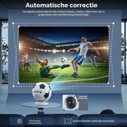 Mini Beamer LED - 1280 x 720 Resolutie - 170 ANSI Lumen - Wifi En Bluetooth - Draagbaar - Android 14 Smart Projector — thumbnail 5