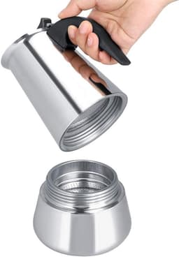 450 ml, roestvrijstalen mokkakan voor espresso-koffie, geschikt voor gas, elektrisch en inductie, campingkoffiekoker, koffiezetapparaat voor thuis en onderweg — thumbnail 4
