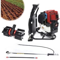Benzine Grastrimmer - Grasmaaier - Bosmaaier - Kantenmaaier - Tuingereedschap - 35.4CC - 4-Takt 1KW, 4500-8500RPM – Rugzakmodel in Zwart/Rood — thumbnail 2