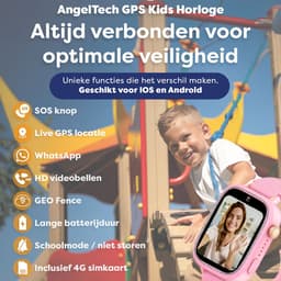 AngelTech Ultra GPS Horloge Kind Met Simkaart 4G – SOS knop – Smartwatch Kinderen – Whatsapp - HD Camera en Videobellen – Smartwatch Kind – GPS Tracker Kind – Smartwatch Kids - Elke polsmaat – Roze — thumbnail 5