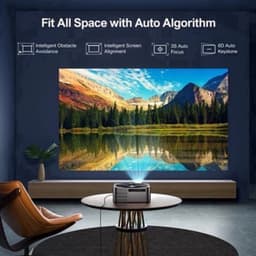 Beamer - Projector - Mini Projector - Full HD Native 1080P - met 120-inch E-ALR Projectorscherm & Stand – Outdoor Camping & Home Theater – EU Plug — thumbnail 1
