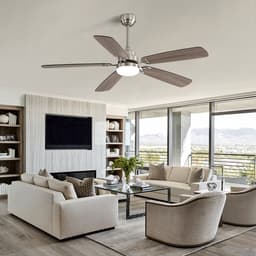 COVREO Plafondventilator met verlichting – Ventilator met 6 snelheden – Voor woonkamer en slaapkamer – 132 cm – Brushed Nickel — thumbnail 1