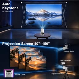Draagbare Beamer 1920 x 1080 LCD - Wi-Fi 6 Bluetooth 5.4 - 1800 ANSI Lumen - Compact 9x9x19 cm - Voor Thuisbioscoop — thumbnail 2