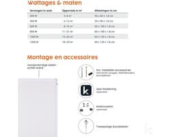 Infrarood Beeldverwarming 1200 Watt - Smart Thermostaat - 1,8 x 60 x 120 cm - Elektrisch - Wandmontage - Voor Binnen