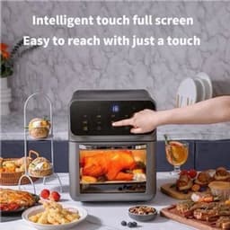 Heteluchtfriteuse – Airfryer - Airfryer Oven - 12L - 1350W - LED Touchscreen - Olievrije Heteluchtfriteuse - Multifunctioneel Convectoroven - Kijkvenster - Grote Capaciteit - Zwart — thumbnail 1