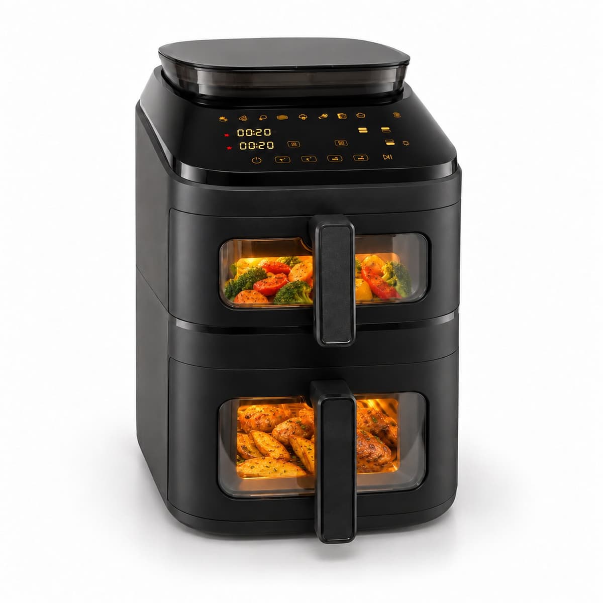SwayTosh Cloud Airfryer met Stoomfunctie - 11L - PFAS Vrij - Double Stacked - Dubbele Airfryer XXL - Stomen én Airfryen - 2 Manden - 10 Kookprogramma's - 40-200°C - Dubbele Heteluchtfriteuse - 2750W — afbeelding 1
