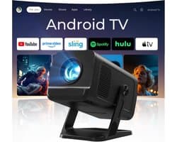 [Ingebouwde Apps & Android 14] Mini Beamer met 5G Wi-Fi 6, Bluetooth 5.4, Ondersteunt 4K/1080P, Auto Keystone, 270° Draaibaar - Compatibel met HDMI/TV Stick/USB/iOS/Android