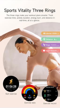 Knobbout Luxe 1.19" AMOLED Dames Smartwatch – 390 × 390 HD Display – Bluetooth Bellen – Hartslag , Bloeddruk- & Zuurstofmeting – Slaapmonitor – Ademhalingstraining – Menstruatiecyclus – AI-Spraakassistent – IP67 Waterdicht – Zilver Stalen Band — thumbnail 5