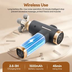 Reky Massage gun Pro - Massage pistool - Ontspanning - Draadloos - 11 Massagekoppen - UCB-C Kabel - 21 x 20,6 x 5.6 cm - Zwart — thumbnail 3